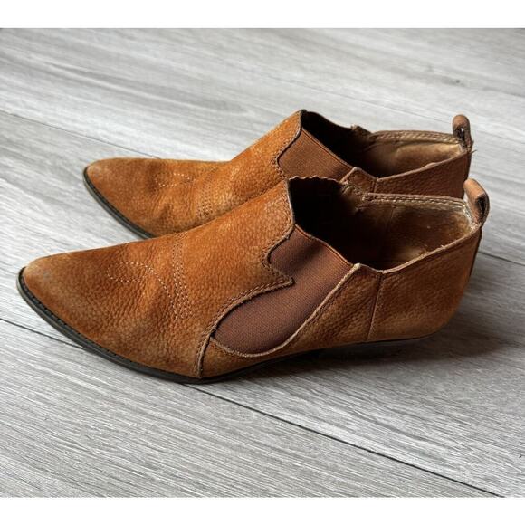 Lucky Brand Joelle Leather Shooties 8.5 M Western Booties Womens Cognac Cowgirl - Picture 5 of 10